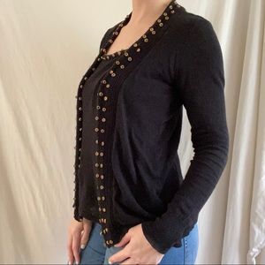 BOGO Black Beaded Layered Cardigan Top